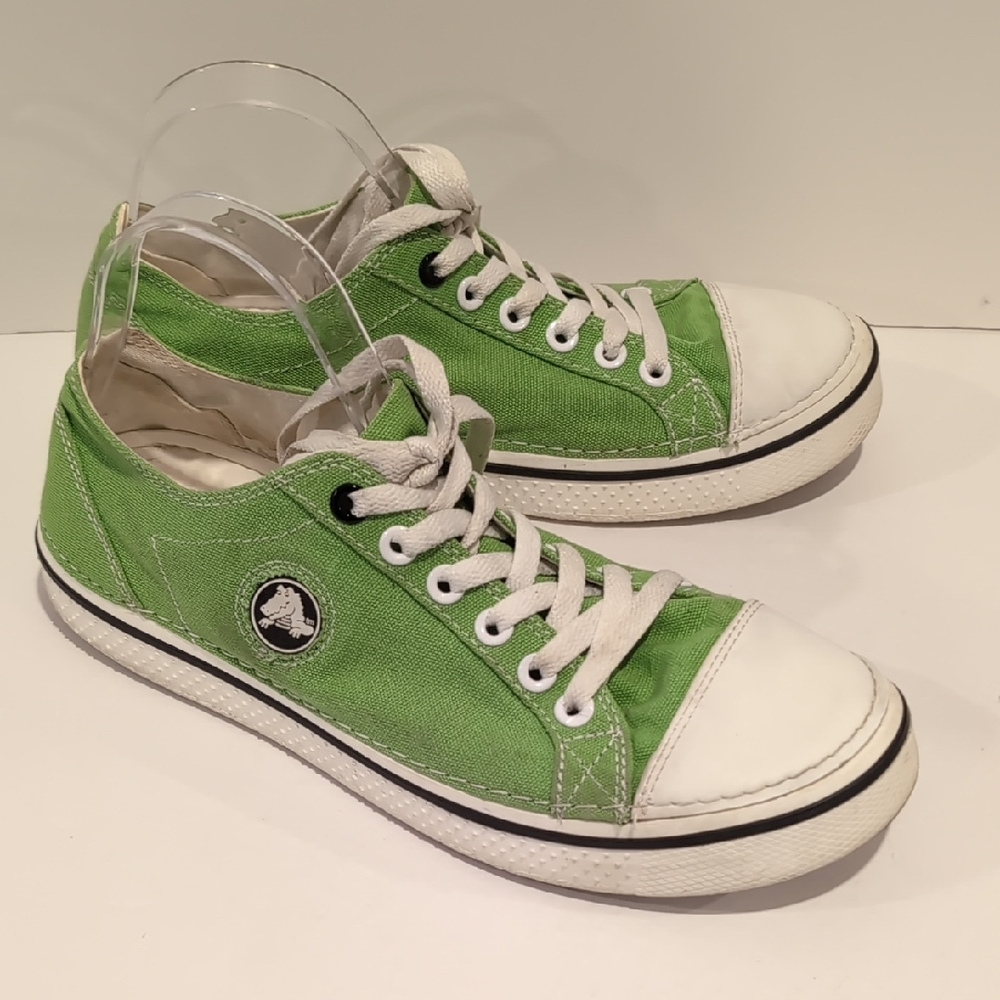 Crocs Hover Lace Up Green Canvas  Sneakers Size Men's 10 Women's 12 Low Top